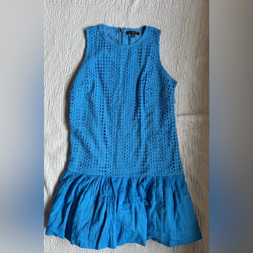 JCrew Blue Eyelet Sleeveless Dress S